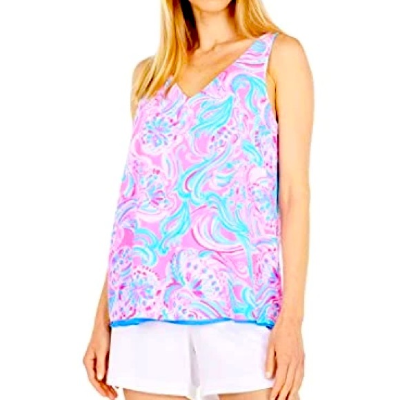 Lilly Pulitzer Women's Florin Sleeveless V-Neck Tank Top - Reversible Woven Polyester, Bra-Friendly - View #8